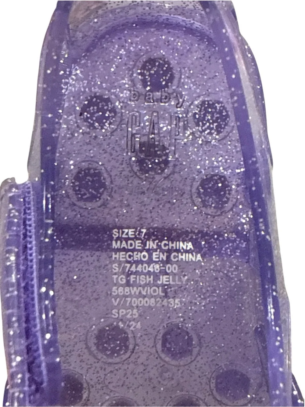 Gap Toddler Girl Purple Glitter Jelly Sandals Sparkle Summer Shoes Size 8